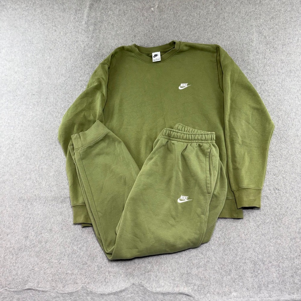 Nike Sweatshirt Jogger Set Mens 2XL Olive Green Sweatshirt Sweat Suit Set XXL